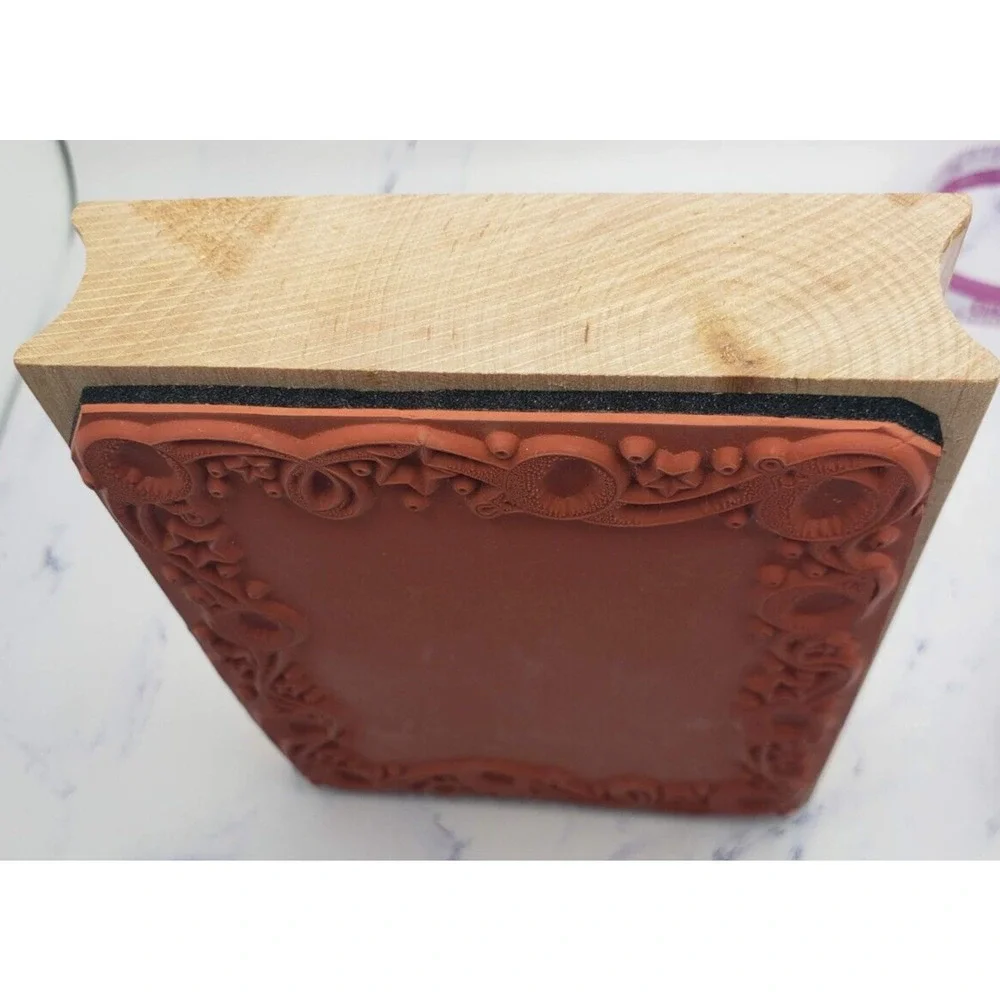 All Night Media Christmas Holiday Ornament Frame Wood Mounted Rubber Stamp 978K